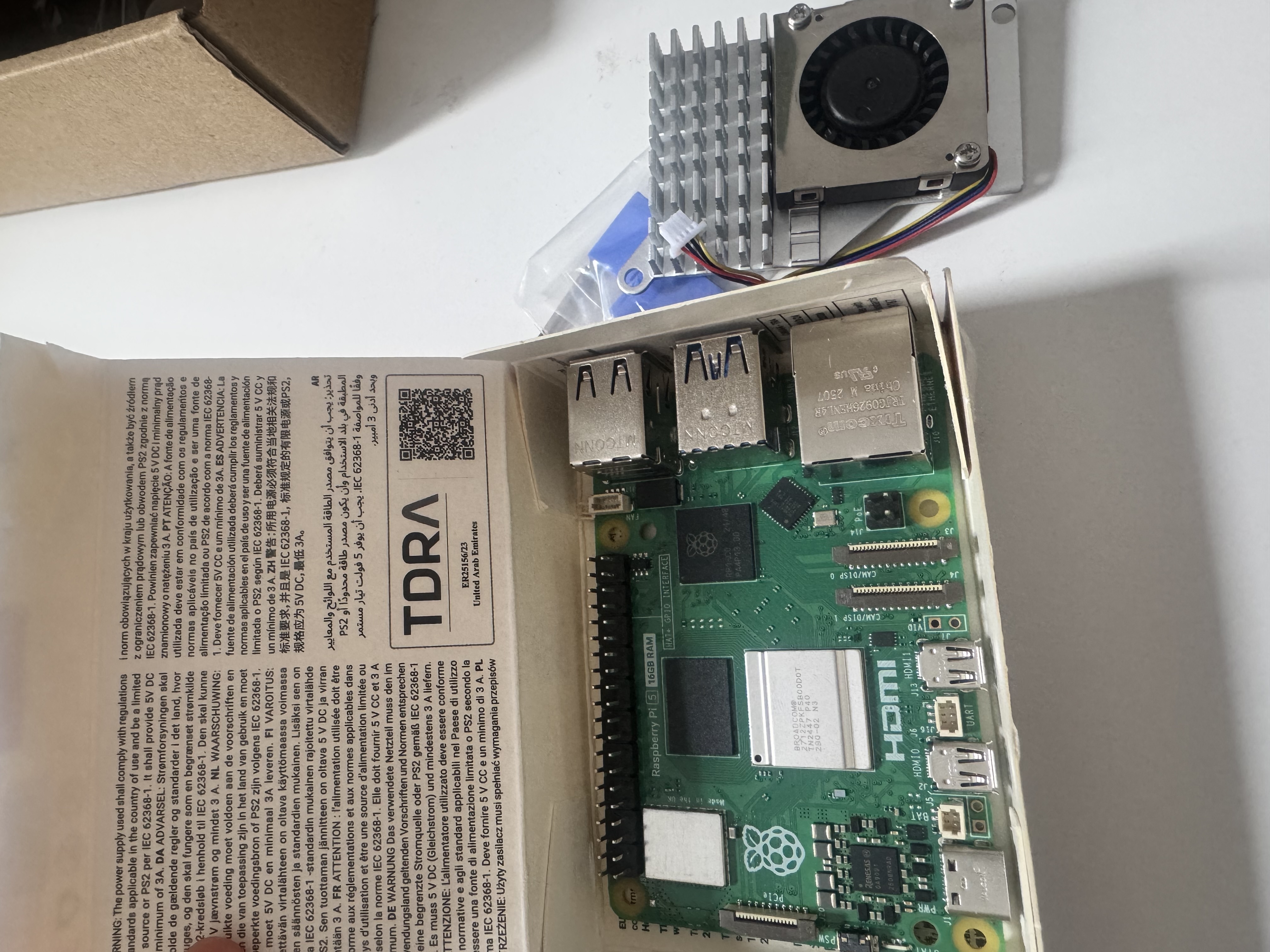 Raspberry Pi 5 and active cooler just out of the box