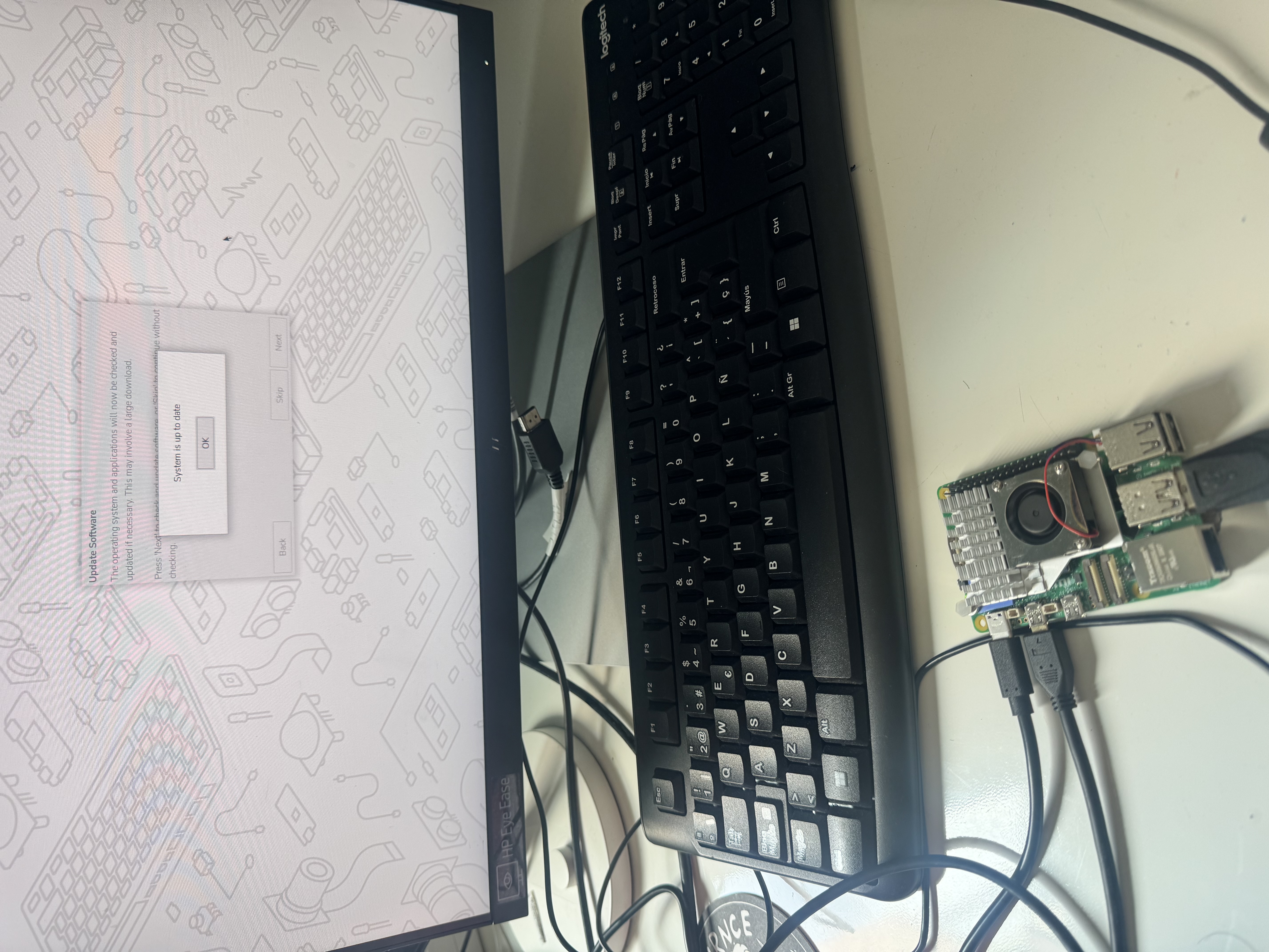 First boot — Raspberry Pi OS setup on screen